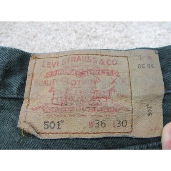 VINTAGE Levis 501 Jeans Mens 36 Green Straight Button Fly Denim 36x29 USA 90s